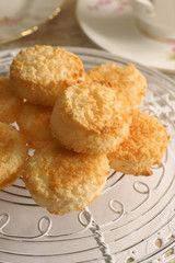 Toasted coconut tea cakes or coconut bites