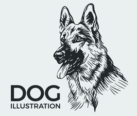Dogs Vector illustration of inking dogs in trendy inking style. Isolated on white