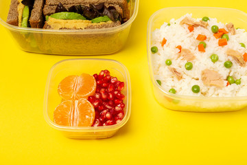 Food in Plastic containers ready to eat