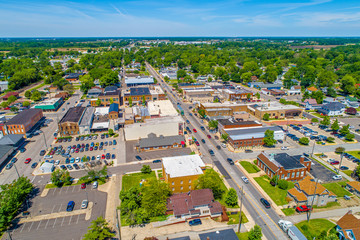 Small Town Indiana Aerial View - Nappanee, Indiana - obrazy, fototapety, plakaty
