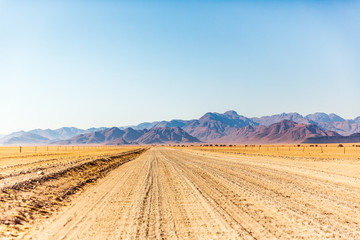 Gravel road in Namibia - panorama - Africa