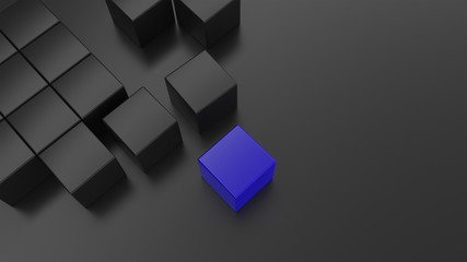 abstract background with cubes, and one blue cube wallpaper 3d illustration