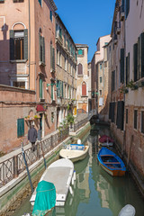 Venice - The Little canal and Ponte Moro bridge.