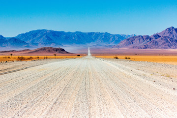 Gravel road in Namibia - panorama - Africa