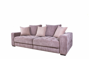 Grey sofa with different cushions