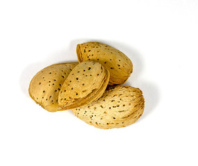 Almonds on a white background