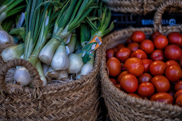Raw organic autumn farmers market basket with raw fresh vegetables. Organic, agriculture products. Freshly, seasonal harvested vegetables. Bio, healthy food. Vegetarian food.