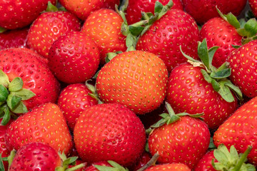 Fresh strawberry as background. Close up, top view, high resolution product. 