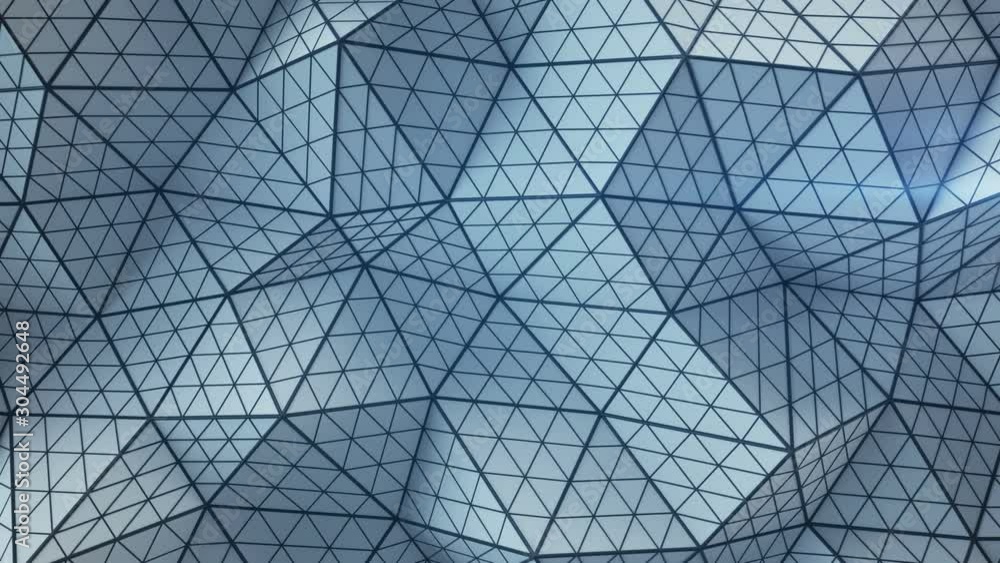 Poster low poly triangulated surface. futuristic polygonal shape with lines. contemporary abstract motion b