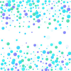 Festive multicolored circles, confetti. Randomly scattered colored bubbles. Childish vibrant round dots on white background for decoration. Vector illustration.