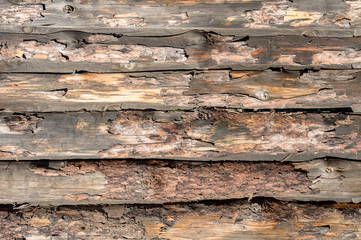 Texture of old wooden logs.