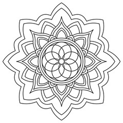 Black and white mandala vector isolated on white. Vector hand drawn circular decorative element. Coloring for adults. Mandala.