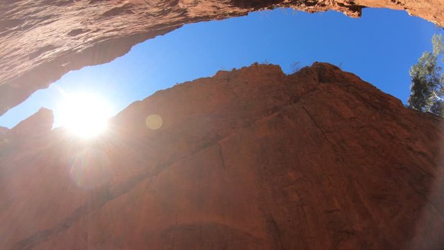Central Australia: Standley Chasm of West MacDonnell Ranges, a natural geological gorge in dry season in Australian Outback landscape, Red Center in Northern Territory.