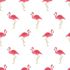 Fototapete Flamingo Vector illustration seamless pattern with pink flamingo. Exotic bird
