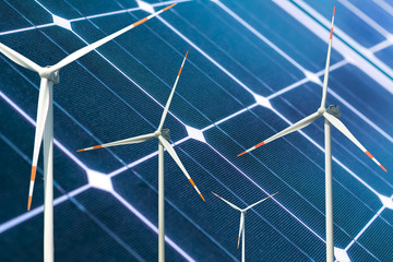 Solar panels against blue sky