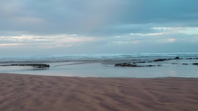view of an empty beach - Ain Diab beach in Casablanca, Morocco