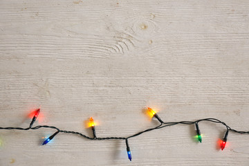Christmas background concept. New year decoration lights, garland with many small lamps of...