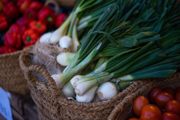 Fresh organic food at the local farmers market. Farmers markets are a traditional way of selling agricultural products. Organic, agriculture products. Freshly, seasonal harvested vegetables.
