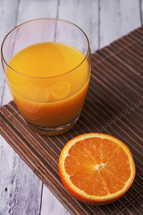 Glass of freshly squeezed orange juice