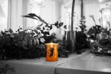 candle and table setup, hospitality