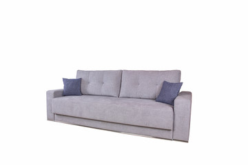 Grey double sofa with grey dark cushions