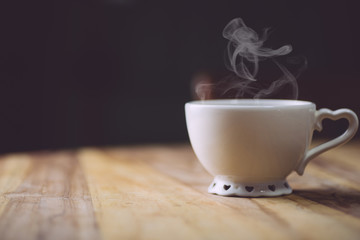 Morning coffe on a wooden table. Morning coffe concept