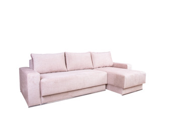 Bright beige corner sofa with cushions