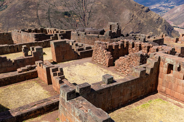 Ruins of the Temple of the Sun at Pisac in the Sacred Valley. Peru. - obrazy, fototapety, plakaty