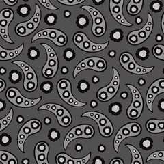 Paisley seamless pattern, vector illustration. Black and white bandana pattern.