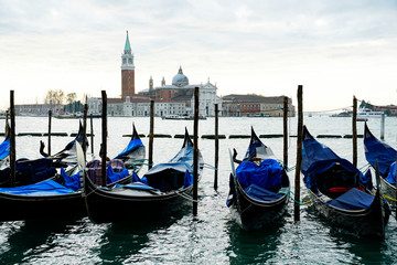 gondolas on grand canal in venice