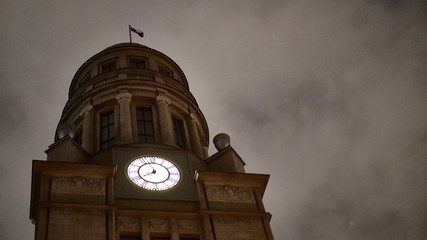 Historical clock tower in the center of Moscow