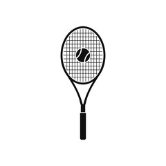 Tennis Racket and Ball Icon. Flat style vector EPS.