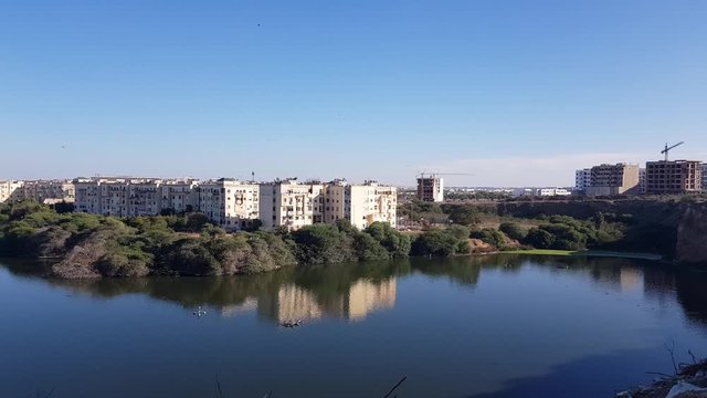 View Of A Stagnant Water Pond In Casablanca, Morocco 