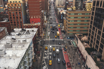 manhattan city streets from above
