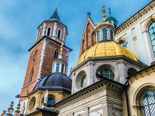 Fototapeta na wymiar Vasa and Sigismund's Chapels of Wawel Cathedral, Krakow, Poland