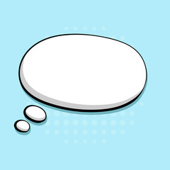 Speech bubble in comic book style. Blank message on blue background. Hand drawn doodle