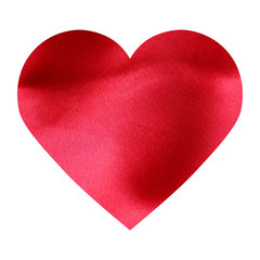 red silk heart on  white background