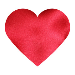 red silk heart on  white background