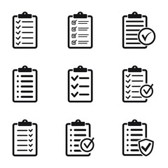 Set of checklist icons, vector isolated illustration