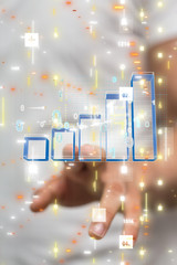 Economic graph with diagrams on the stock market, for business and financial concept