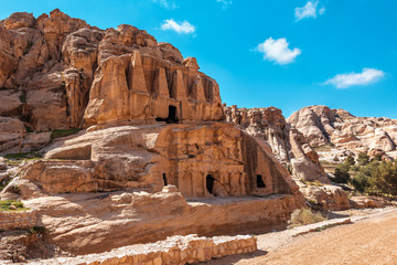 Fototapeta na wymiar ruins of old Nabataean city Petra in Jordan