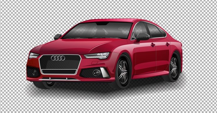 DETROIT - JANUARY 14 : The world premeire of the new Audi A3 vector illustration on transparent background, racing exclusive car with realistic shadow