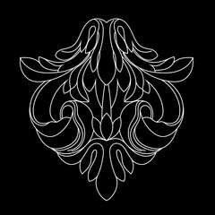 Black vintage baroque ornament, corner. Retro pattern antique style acanthus.Black vintage baroque ornament, corner. Retro pattern antique style acanthus.	