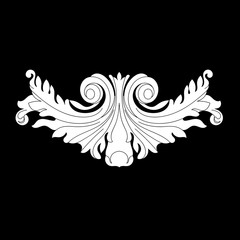 Black vintage baroque ornament, corner. Retro pattern antique style acanthus.Black vintage baroque ornament, corner. Retro pattern antique style acanthus.	