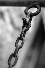 Close up of seamless old rusty chain hanged up