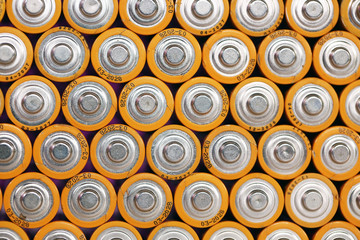 Used batteries preparing for recycling
