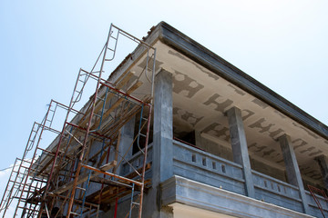 A two floor building under construction