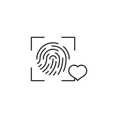 fingerprint love - minimal line web icon. simple vector illustration. concept for infographic, website or app.
