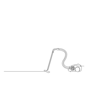 recommend clip art: Continuous one line vacuum cleaner. Vector illustration.
