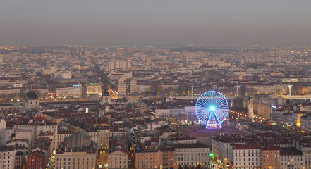 Obraz premium city ​​of lyon, in the rhone alpes region in france